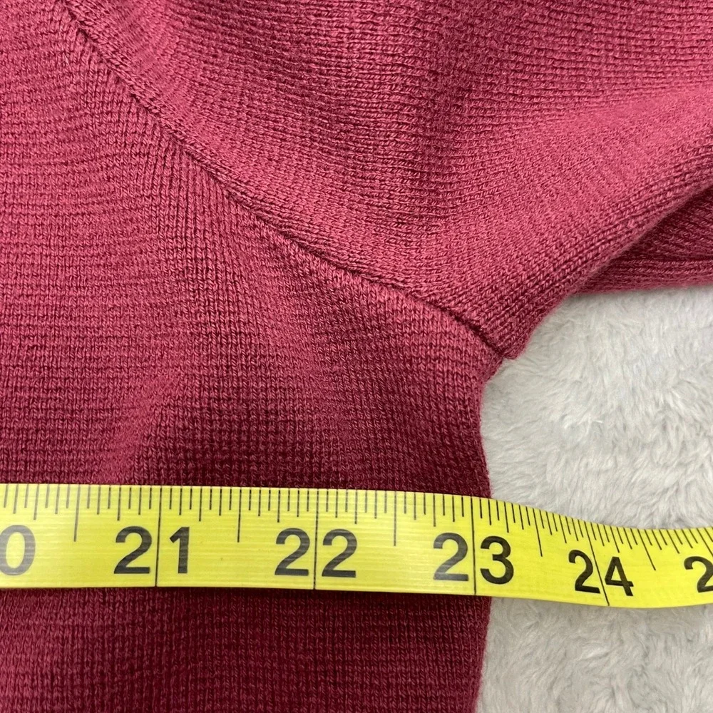 Lands End Womens Knit Cardigan Blazer Size XLP/18 Burgundy Cotton Sweater Jacket